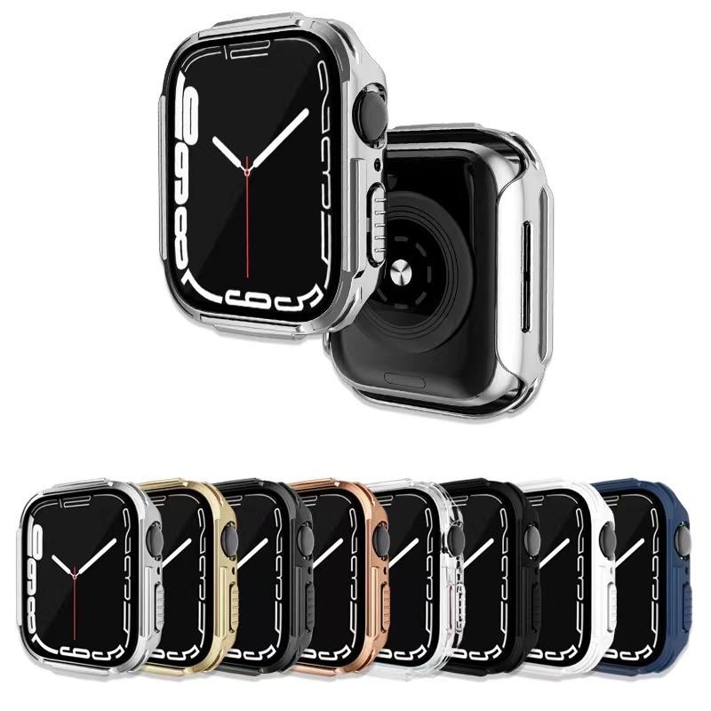 Cubierta de vidrio de PC CBWC26 con protector de pantalla para estuche Apple Watch 40 mm 44 mm 41 mm 45 mm