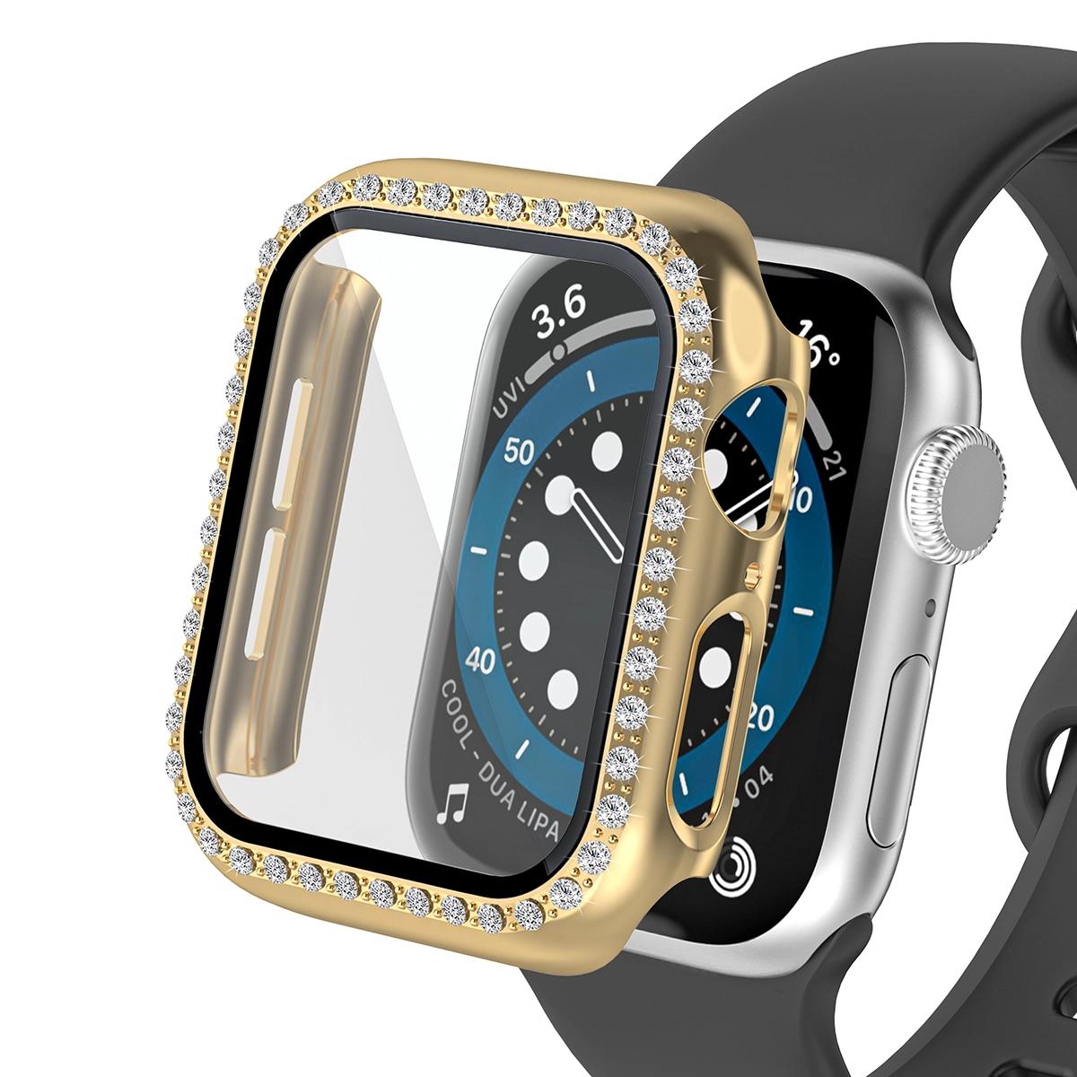 CBWC9 Luxury Bling Diamond Glass Screen Screen Smart Watch Case para la cubierta de parachoques de Apple Watch para iWatch Series 6 5 4 3 SE
