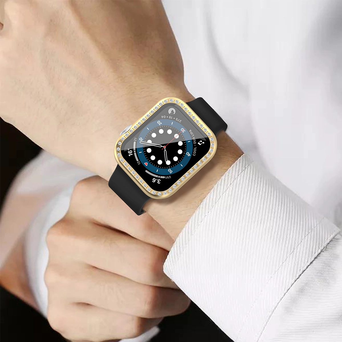 CBWC9 Luxury Bling Diamond Glass Screen Screen Smart Watch Case para la cubierta de parachoques de Apple Watch para iWatch Series 6 5 4 3 SE