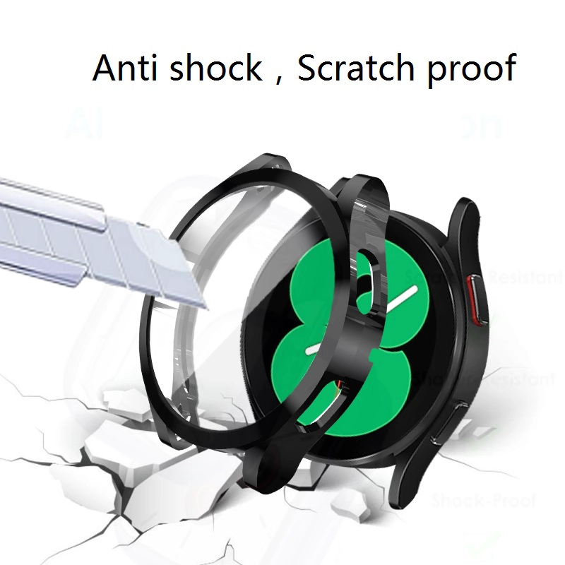 CBWPC-02 Full Coverage Screen Protector Cover Clear Plating Soft TPU Shell Protective Case For Samsung Galaxy Watch4 40mm 44mm Case