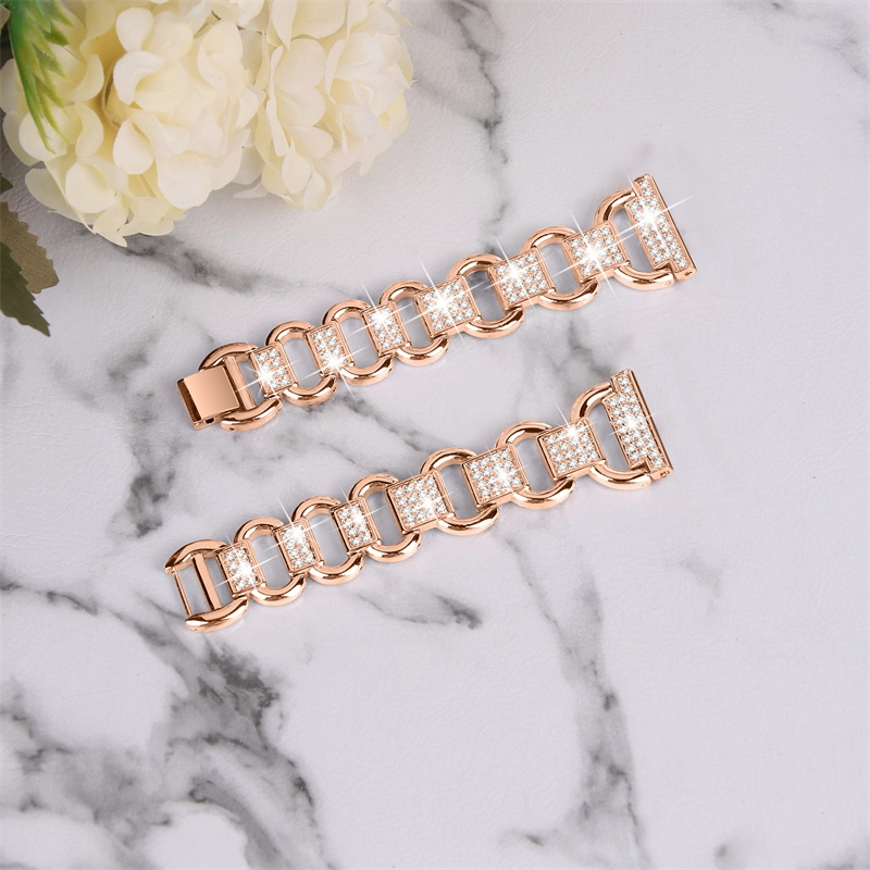 CBWT26 Luxury 20mm Width Diamond Chain Bracelet Watch Band Metal Watch Strap
