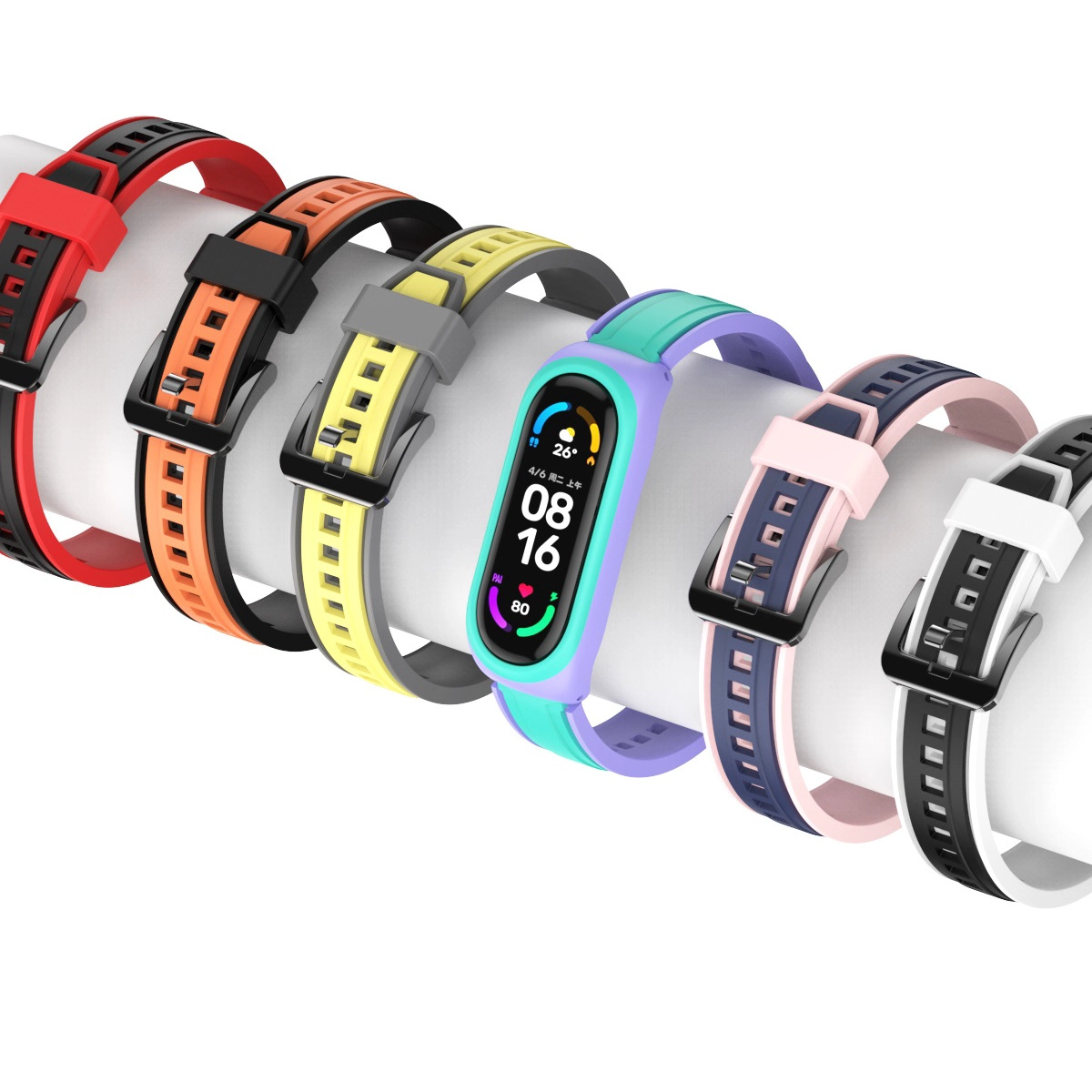 Cinghie in silicone a doppio colore CBXM-T03 per Xiaomi Mi Band 6 5 4 3 Braccialetto per orologio intelligente