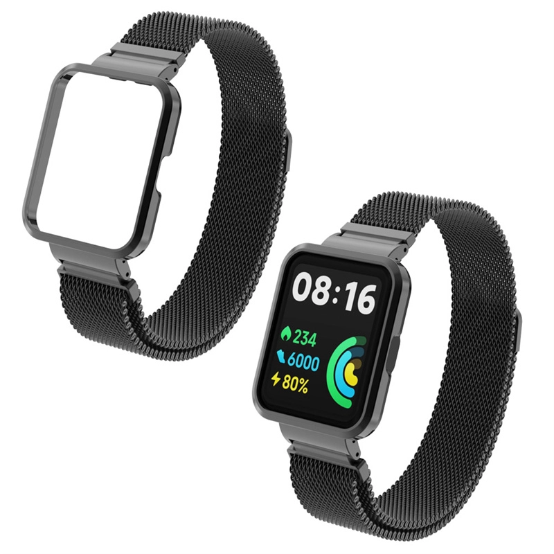 CBXM-W03 Magnetische roestvrijstalen Milanese lusworkbanden voor Xiaomi Redmi/Mi Watch 2 Lite Band