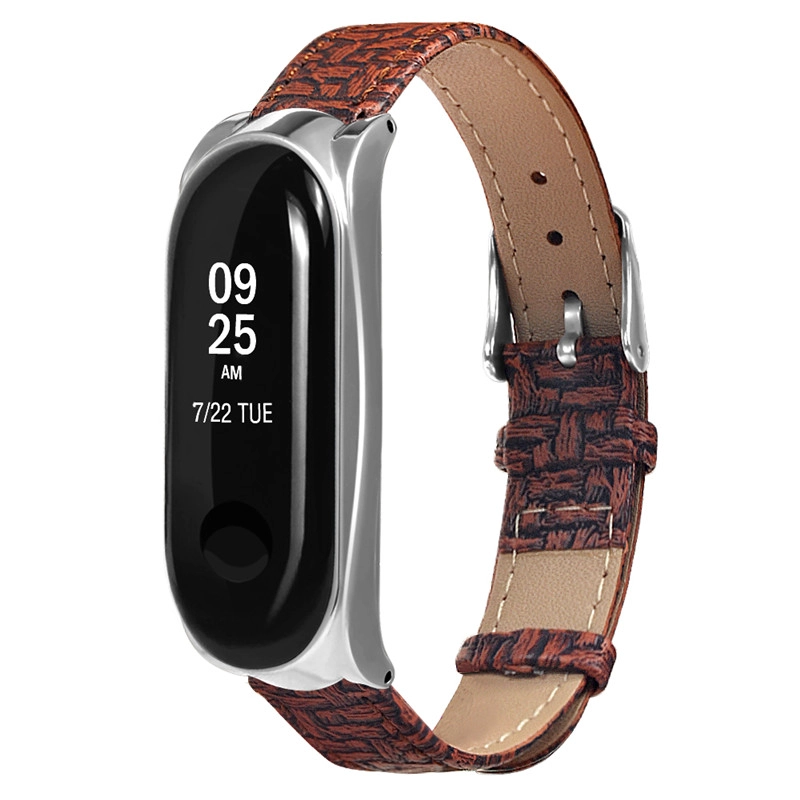 CBXM01 Trendybay Woven Pattern correa de muñeca de cuero para Xiaomi Mi Band 3