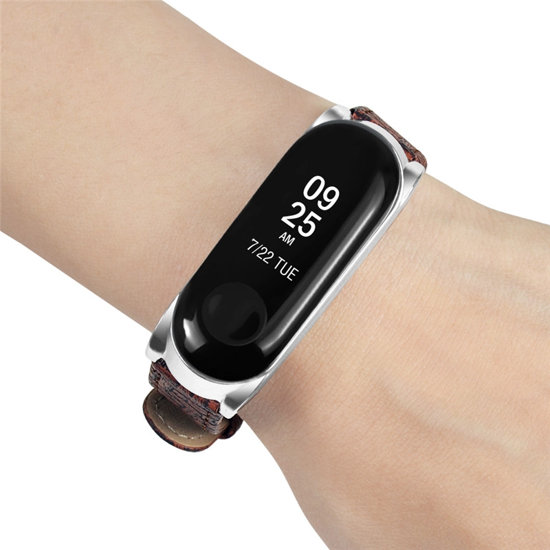 CBXM01 Trendybay Woven Pattern correa de muñeca de cuero para Xiaomi Mi Band 3