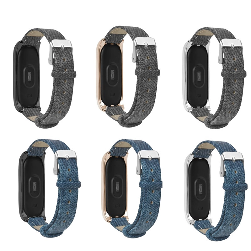 CBXM02 Trendybay Metal + Deri Denim Spor İzle Askı Için Xiaomi Mi Band 3