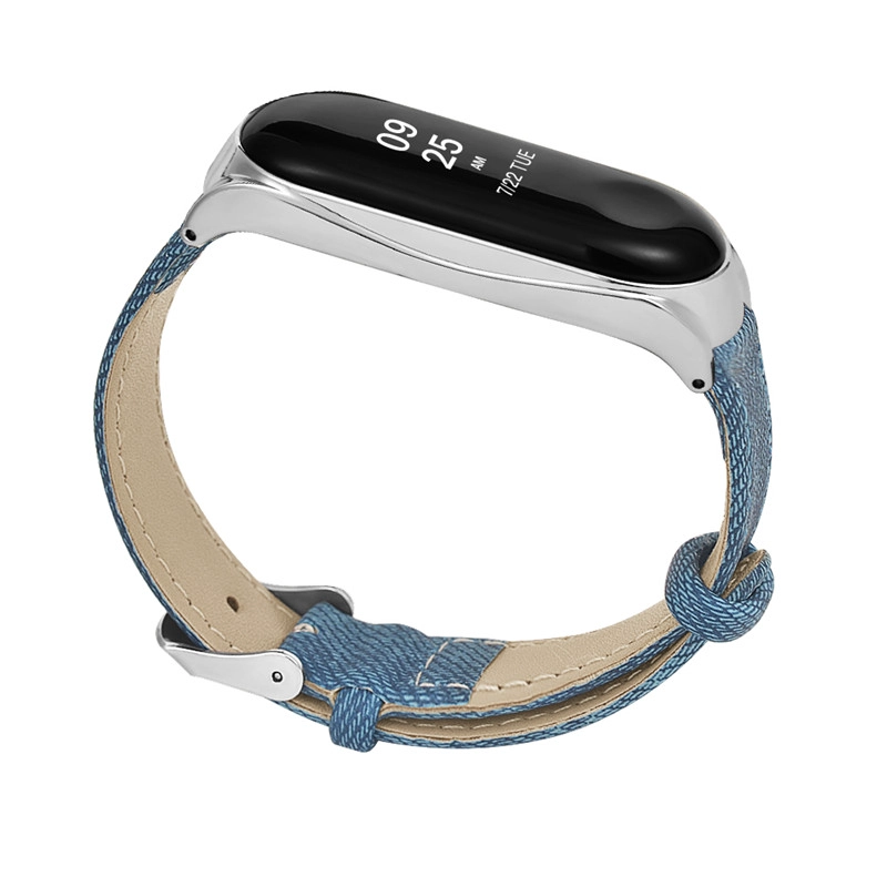 CBXM02 Trendybay Metal + Deri Denim Spor İzle Askı Için Xiaomi Mi Band 3