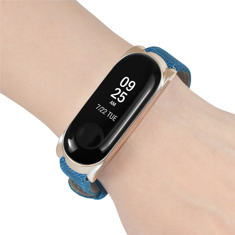 CBXM02 Trendybay Metal + Deri Denim Spor İzle Askı Için Xiaomi Mi Band 3