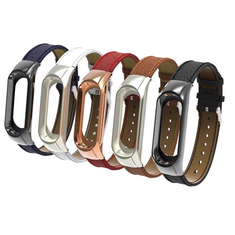 CBXM329 Miband 3 Litchi patroon lederen horlogeband