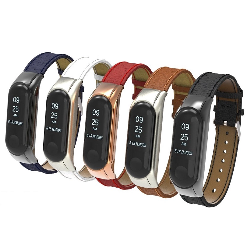 CBXM329 Miband 3 Litchi patroon lederen horlogeband
