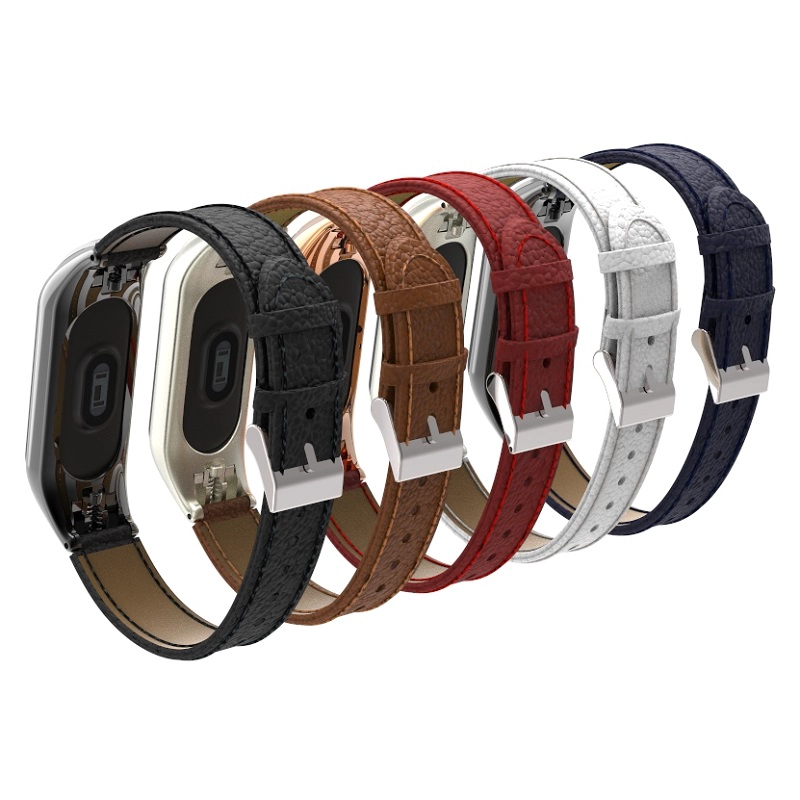 CBXM329 Miband 3 Litchi patroon lederen horlogeband