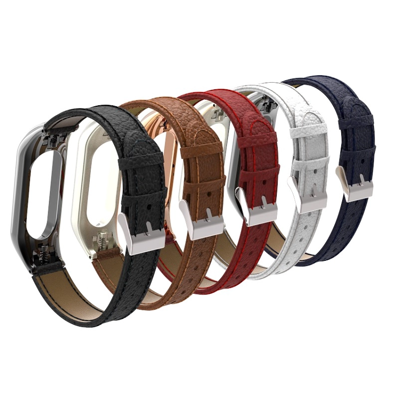 CBXM329 Miband 3 Litchi patroon lederen horlogeband