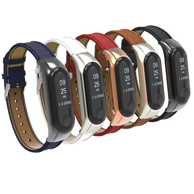 CBXM329 Miband 3 Litchi patroon lederen horlogeband