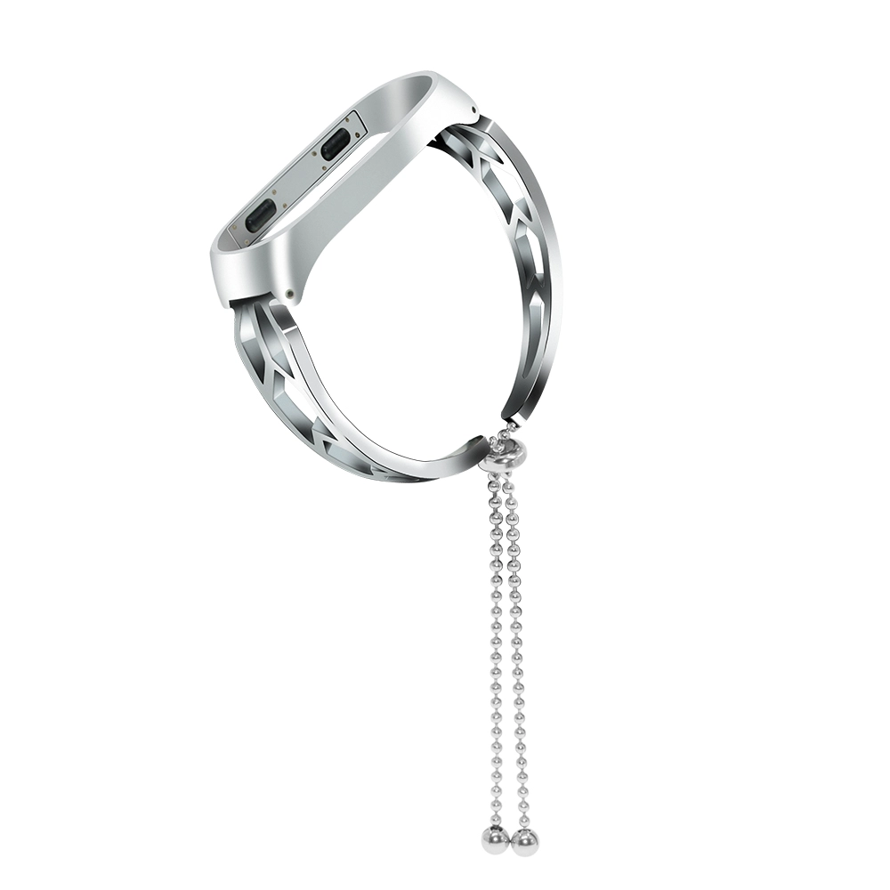 CBXM340 Correa para la muñeca de acero inoxidable con diseño hueco para Xiaomi Mi Band 3 2 con borla colgante