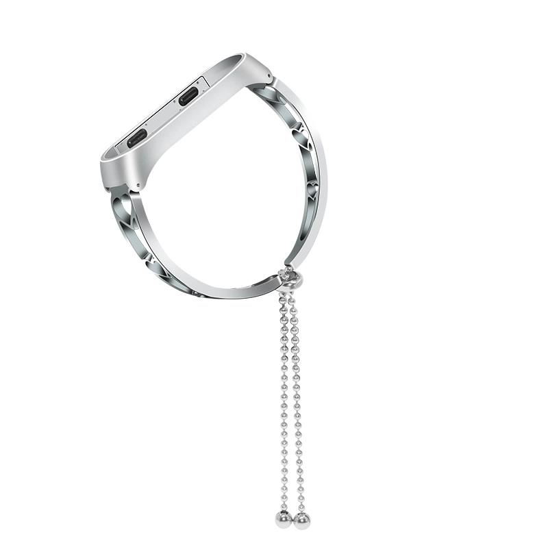 CBXM340 Correa para la muñeca de acero inoxidable con diseño hueco para Xiaomi Mi Band 3 2 con borla colgante