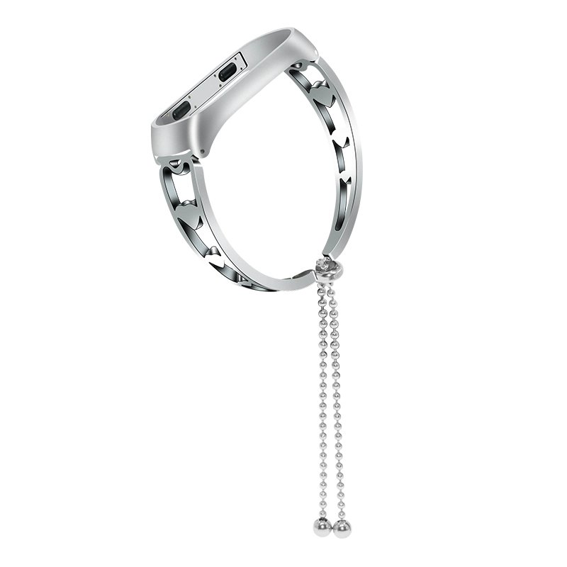 CBXM340 Correa para la muñeca de acero inoxidable con diseño hueco para Xiaomi Mi Band 3 2 con borla colgante