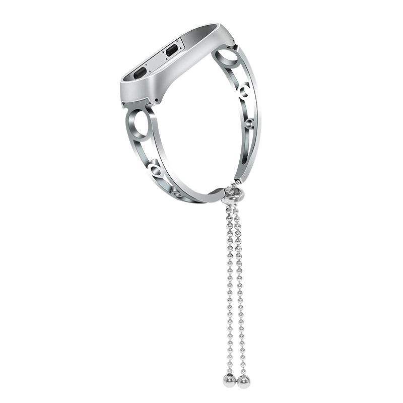 CBXM340 Correa para la muñeca de acero inoxidable con diseño hueco para Xiaomi Mi Band 3 2 con borla colgante