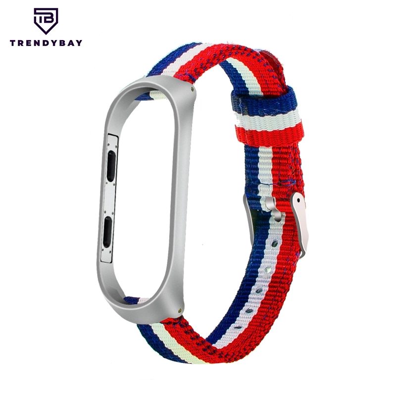 CBXM350 Trendybay Custom Striped Nylon Nato Correa para Xiaomi Mi Band 3 2