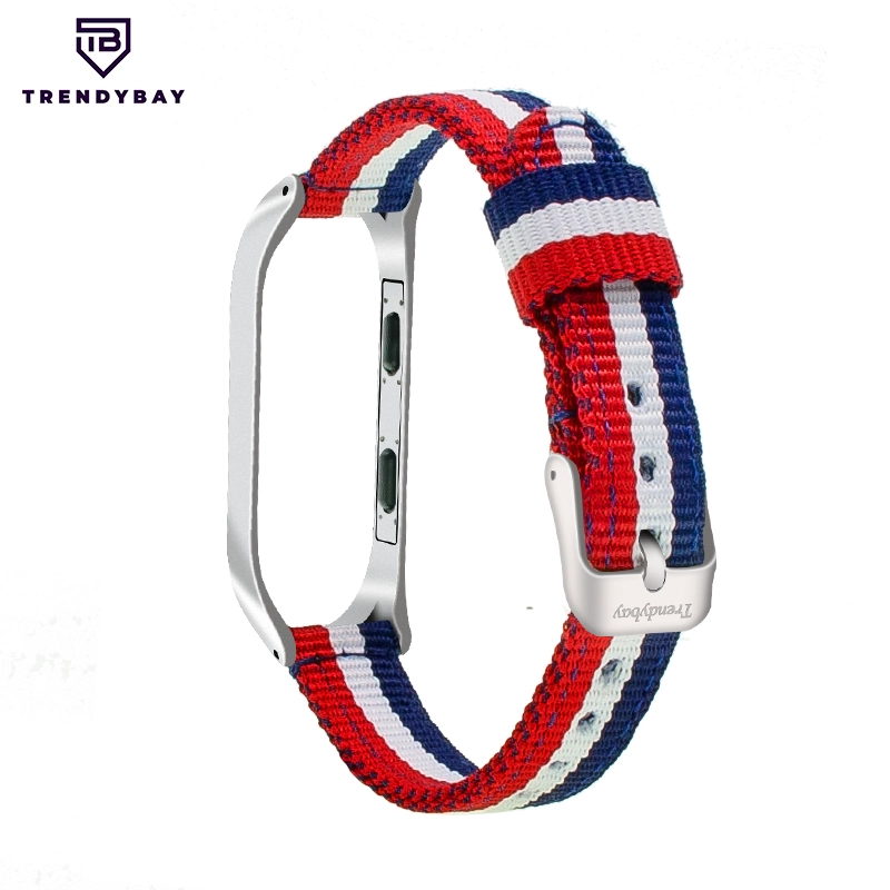 CBXM350 Trendybay Custom Striped Nylon Nato Correa para Xiaomi Mi Band 3 2