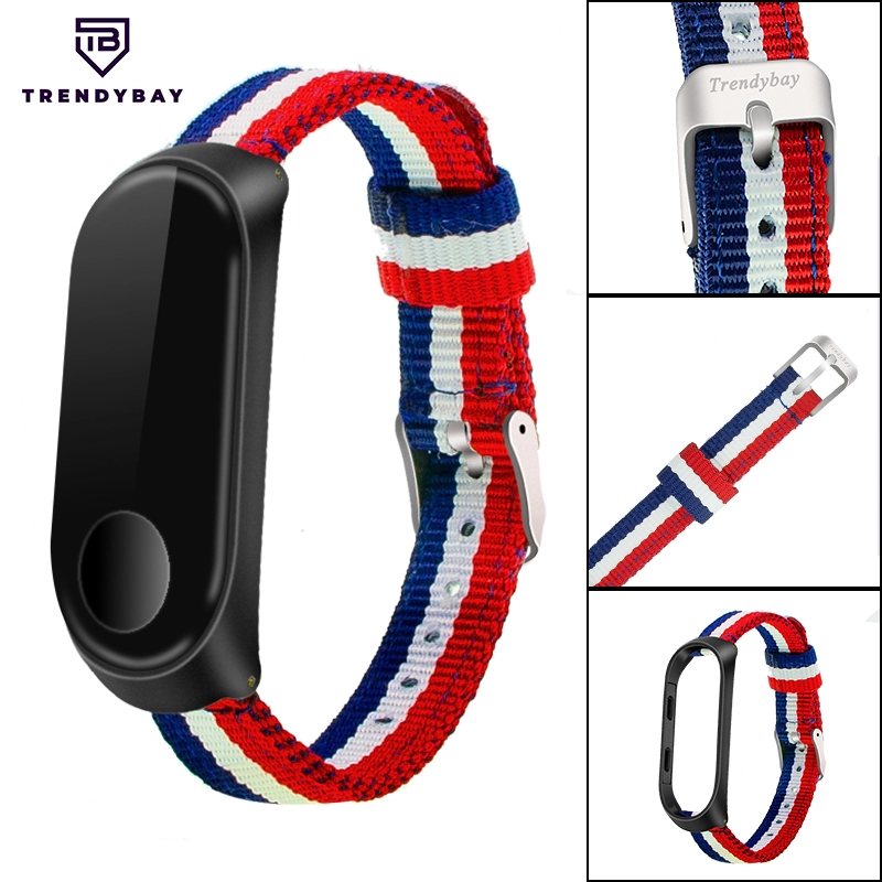 CBXM350 Trendybay Custom Striped Nylon Nato Correa para Xiaomi Mi Band 3 2