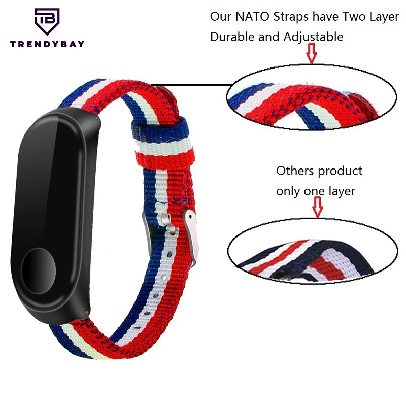 CBXM350 Trendybay Custom Striped Nylon Nato Correa para Xiaomi Mi Band 3 2