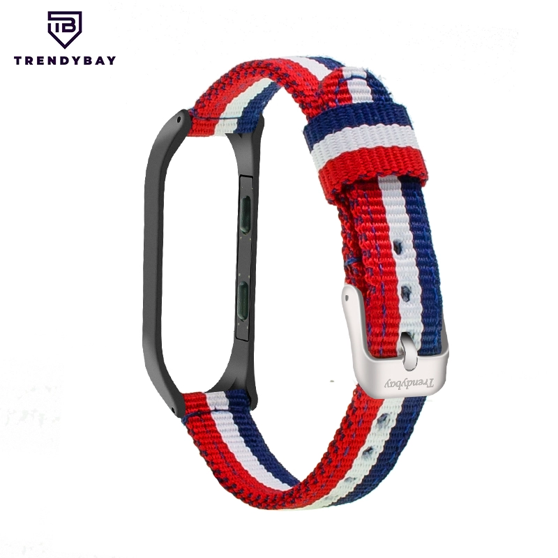 CBXM350 Trendybay Custom Striped Nylon Nato Correa para Xiaomi Mi Band 3 2