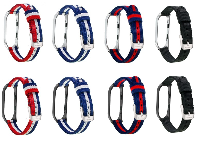 CBXM350 Trendybay Custom Striped Nylon Nato Correa para Xiaomi Mi Band 3 2