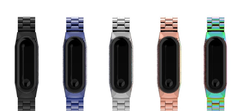CBXM362 3-Link Solid Stainless Steel Metal Strap For Xiaomi Band 3 Bracelet