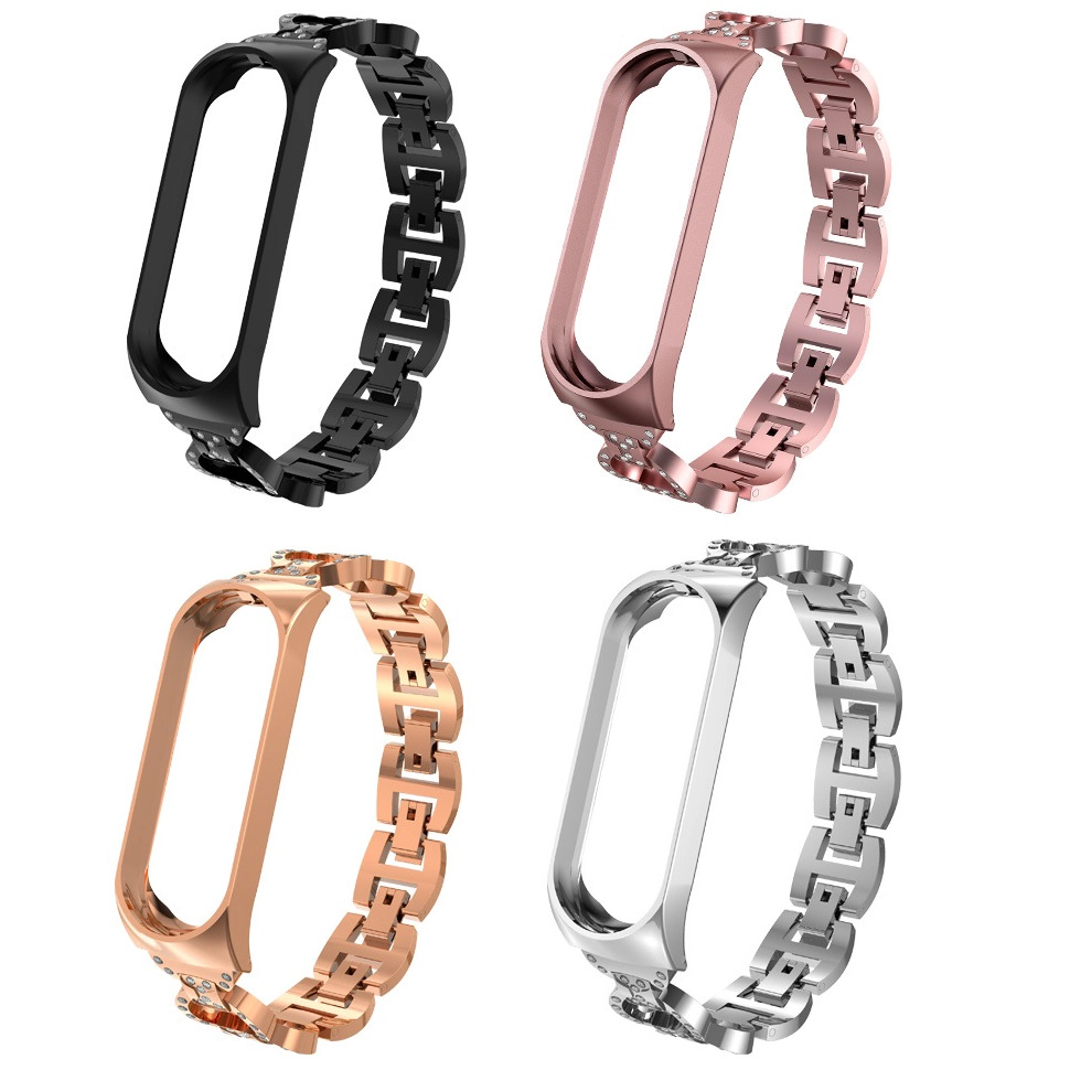 CBXM365 bracelet en acier inoxydable avec strass design pour Xiaomi Mi Band 3