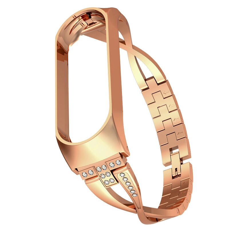 CBXM366 X-shaped Rhinestone Stainless Steel Watch Strap For Xiaomi Mi Band 3