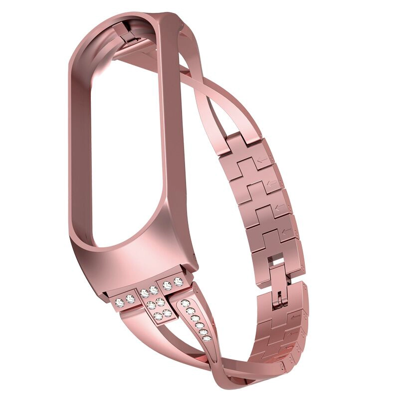CBXM366 X-shaped Rhinestone Stainless Steel Watch Strap For Xiaomi Mi Band 3