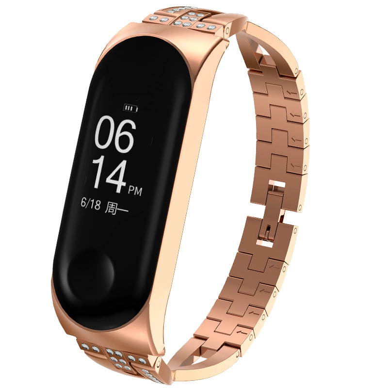CBXM366 X-shaped Rhinestone Stainless Steel Watch Strap For Xiaomi Mi Band 3
