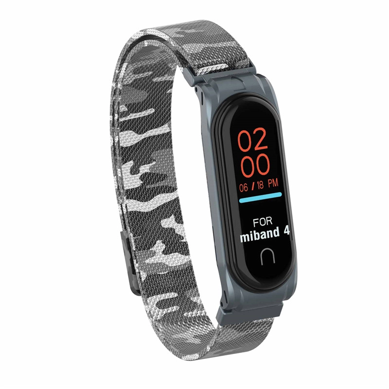 CBXM402 Para la banda de reloj inteligente de acero inoxidable de camuflaje de Xiaomi Mi Band 4 correa