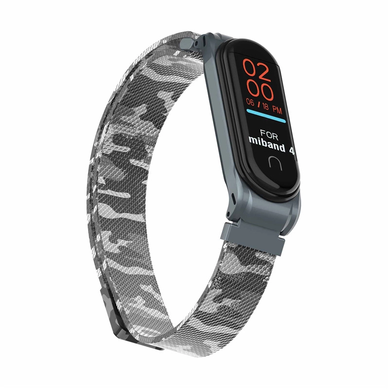 CBXM402 Para la banda de reloj inteligente de acero inoxidable de camuflaje de Xiaomi Mi Band 4 correa