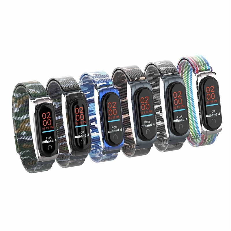 CBXM402 Para la banda de reloj inteligente de acero inoxidable de camuflaje de Xiaomi Mi Band 4 correa