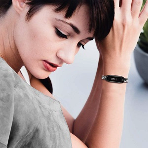 CBXM433 Mi Band 4 3 Correa de reloj de metal con correa de diamantes de imitación