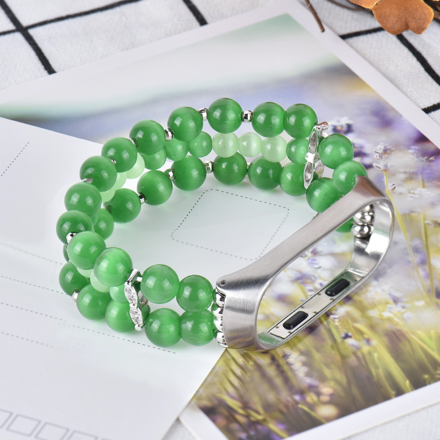 CBXM445 Pulsera de reloj de pulsera de cuentas hechas a mano para Xiaomi Mi Band 4 3