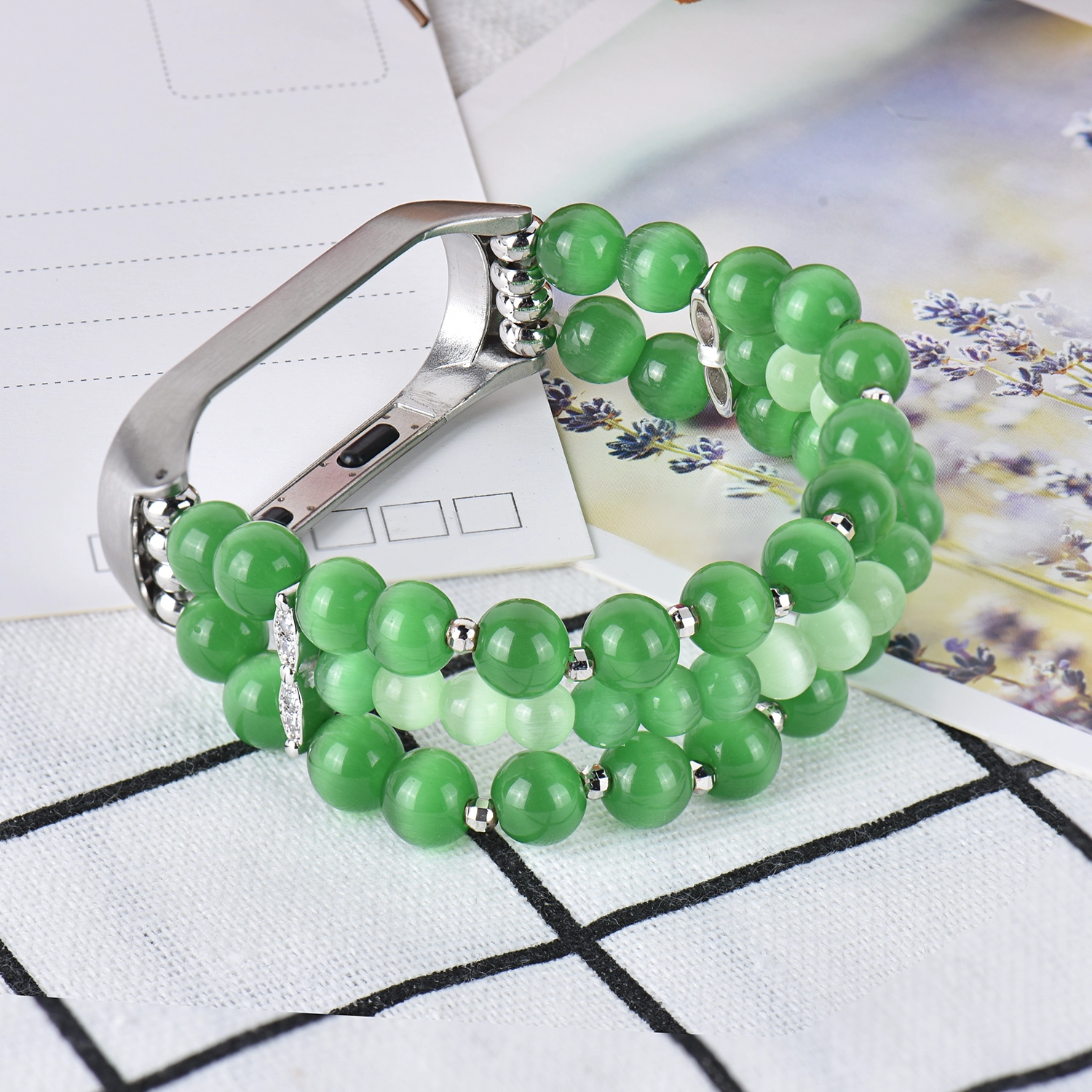 CBXM445 Pulsera de reloj de pulsera de cuentas hechas a mano para Xiaomi Mi Band 4 3