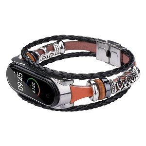CBXM453 Correa de reloj de pulsera de cuentas de cuero de moda para Xiaomi Mi Band 3/4