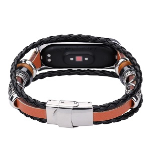 CBXM453 Correa de reloj de pulsera de cuentas de cuero de moda para Xiaomi Mi Band 3/4