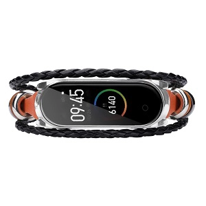 CBXM453 Correa de reloj de pulsera de cuentas de cuero de moda para Xiaomi Mi Band 3/4