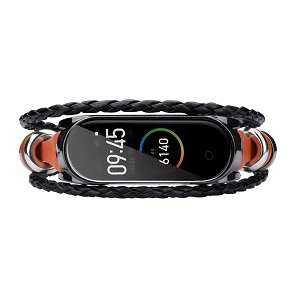CBXM453 Correa de reloj de pulsera de cuentas de cuero de moda para Xiaomi Mi Band 3/4