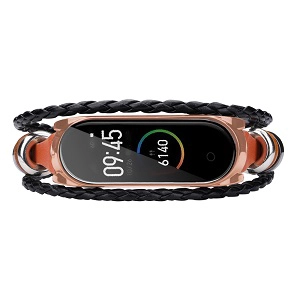 CBXM453 Correa de reloj de pulsera de cuentas de cuero de moda para Xiaomi Mi Band 3/4