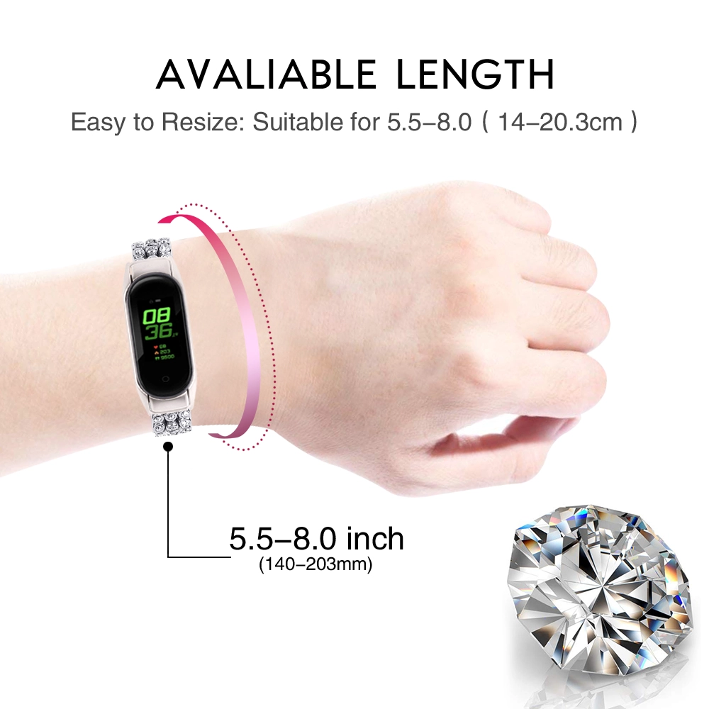 Xiaomi Mi Band 5 için CBXM505 Bling Elmas Alaşım İzle Bileklik Kayışı