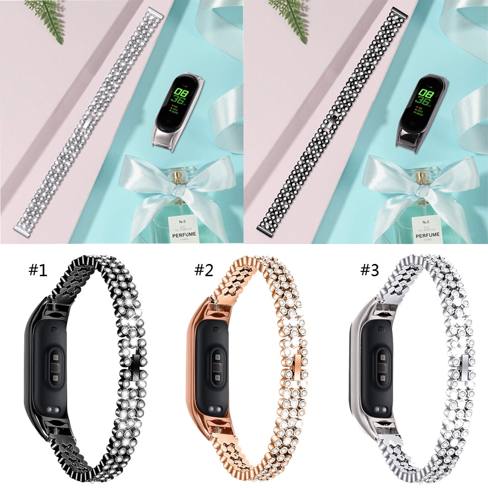 Xiaomi Mi Band 5 için CBXM505 Bling Elmas Alaşım İzle Bileklik Kayışı