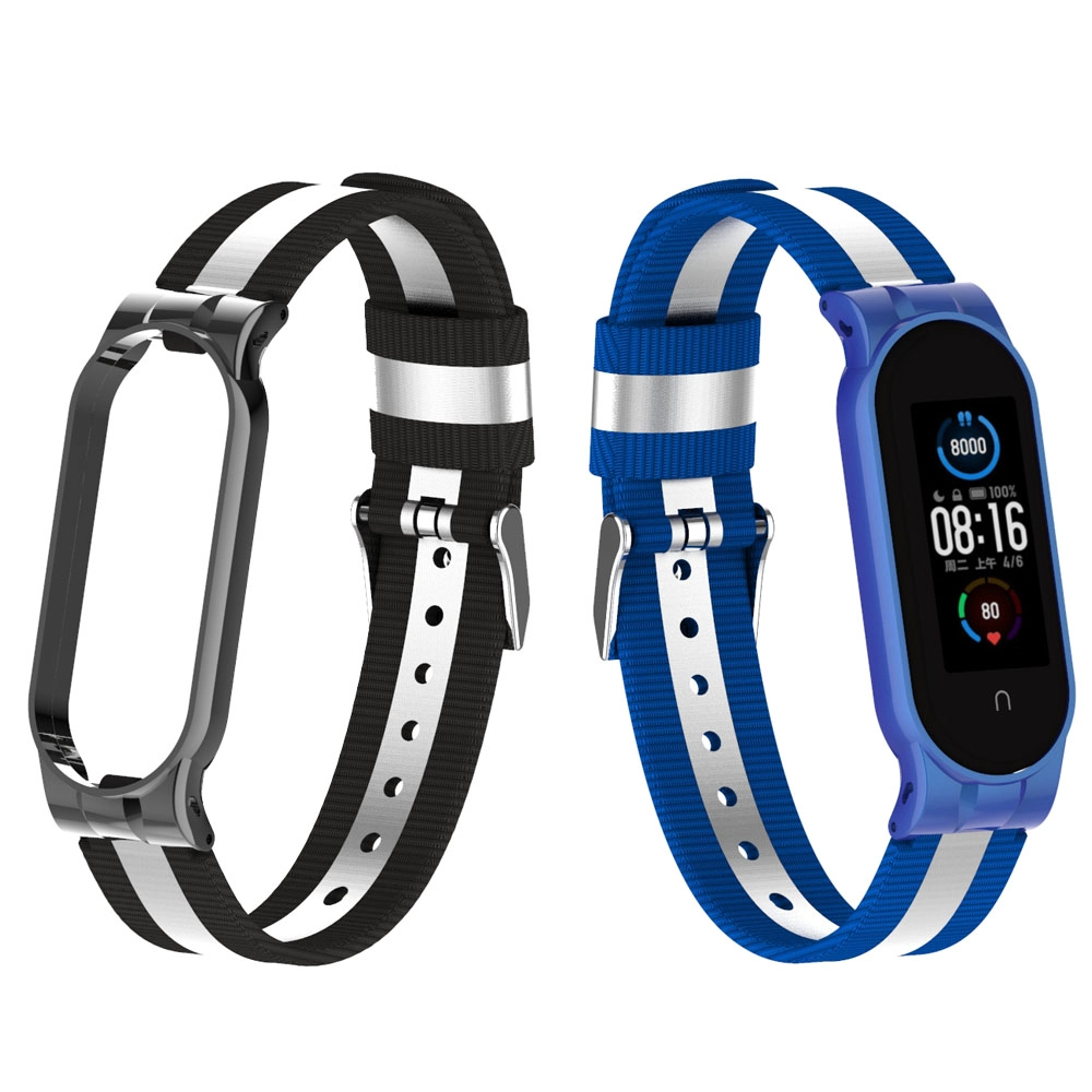 CBXM516 Correa de pulsera de lona reflectante para Xiaomi Mi Band 5 Correa de muñeca Correa de reloj