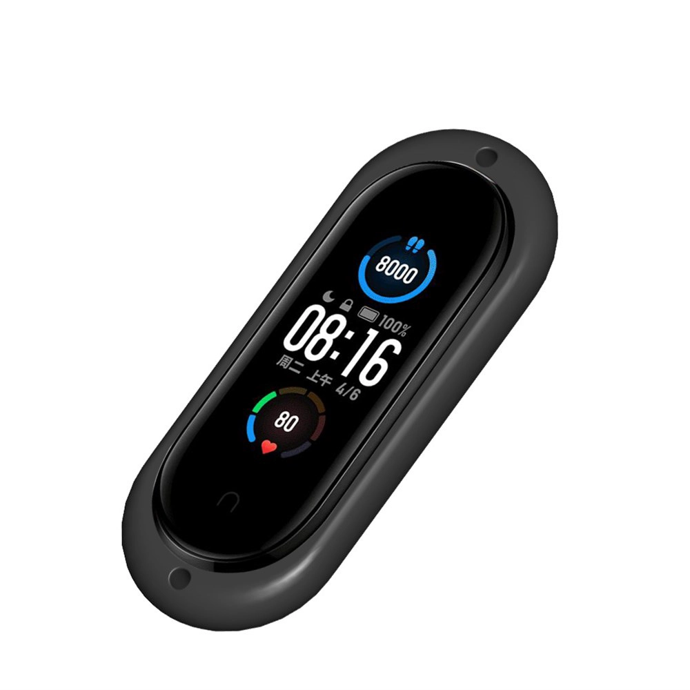 CBXM528 실리콘 케이스가있는 Xiaomi Mi Band 5 용 빈티지 꼰 PU 가죽 스트랩