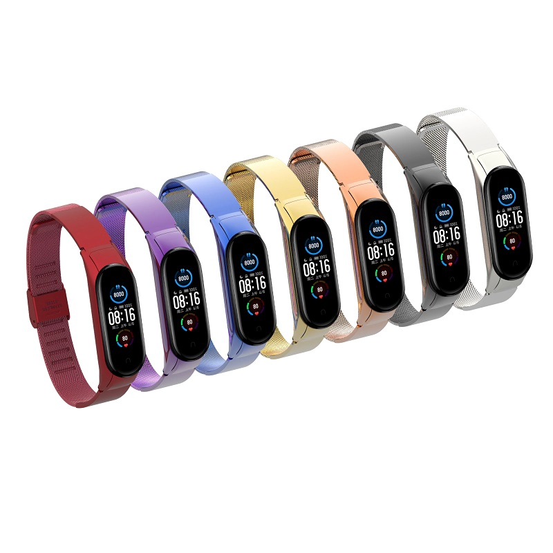 CBXM543 Mi Band 5 Bandas de repuesto Correa de reloj de acero inoxidable para Xiaomi Miband 5