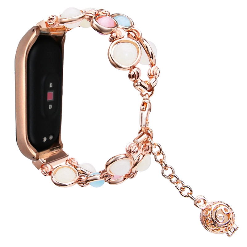CBXM555 Cinturino per gioielli in agata con perline luminose di lusso per braccialetto Xiaomi Mi Band 5