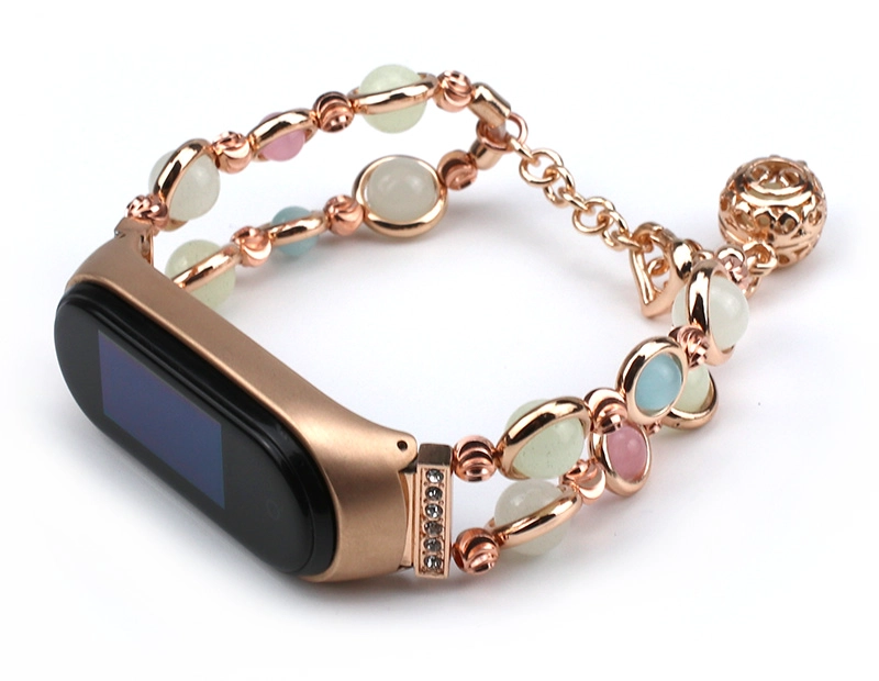 CBXM555 Cinturino per gioielli in agata con perline luminose di lusso per braccialetto Xiaomi Mi Band 5